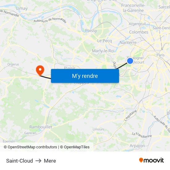 Saint-Cloud to Mere map