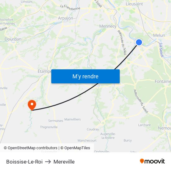 Boissise-Le-Roi to Mereville map
