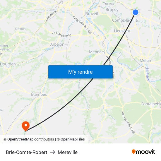 Brie-Comte-Robert to Mereville map