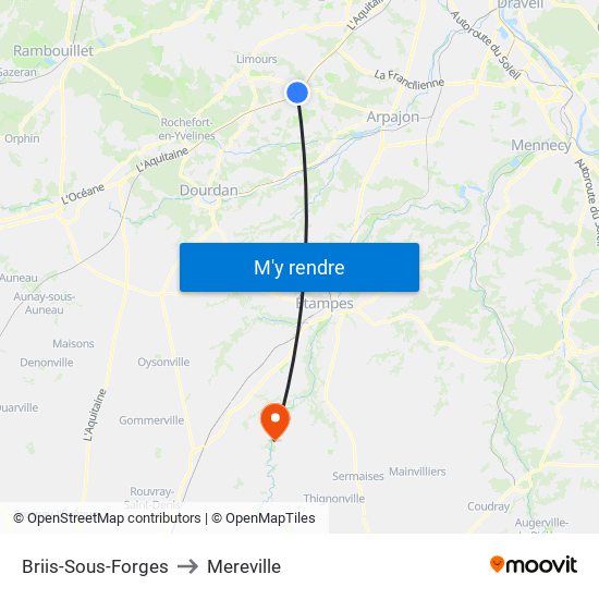 Briis-Sous-Forges to Mereville map