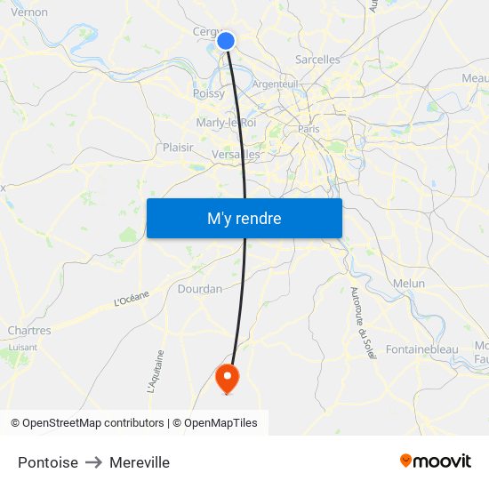 Pontoise to Mereville map