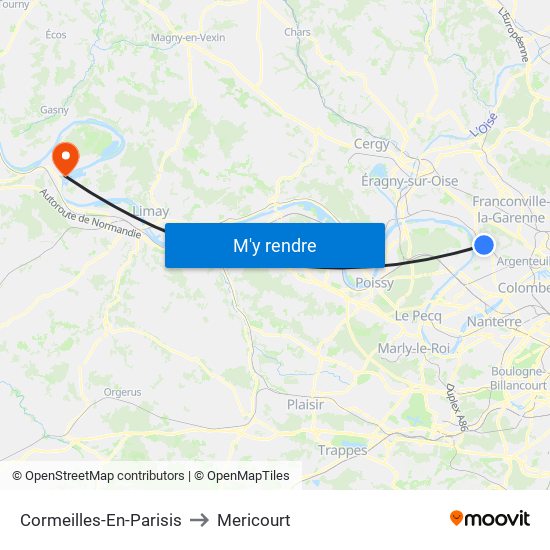 Cormeilles-En-Parisis to Mericourt map