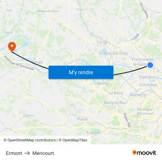 Ermont to Mericourt map