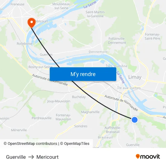 Guerville to Mericourt map