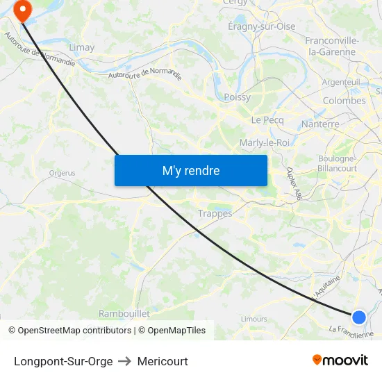 Longpont-Sur-Orge to Mericourt map