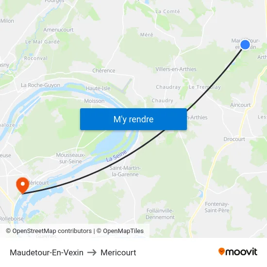 Maudetour-En-Vexin to Mericourt map