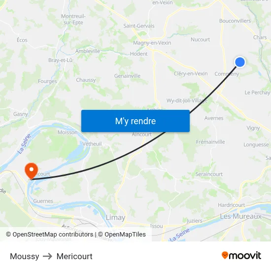 Moussy to Mericourt map