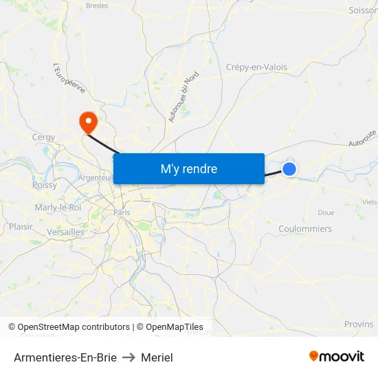 Armentieres-En-Brie to Meriel map