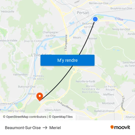 Beaumont-Sur-Oise to Meriel map