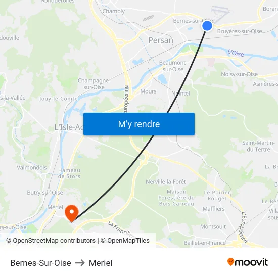Bernes-Sur-Oise to Meriel map