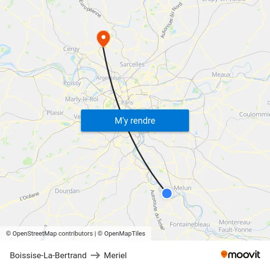 Boissise-La-Bertrand to Meriel map