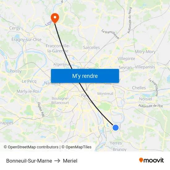 Bonneuil-Sur-Marne to Meriel map