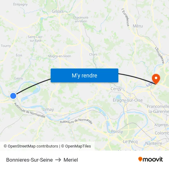Bonnieres-Sur-Seine to Meriel map