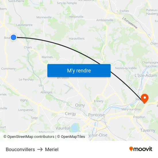 Bouconvillers to Meriel map