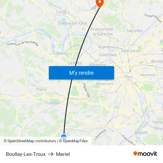 Boullay-Les-Troux to Meriel map