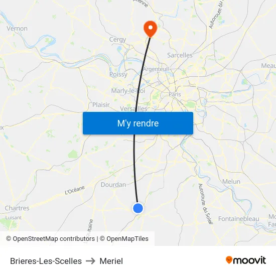 Brieres-Les-Scelles to Meriel map