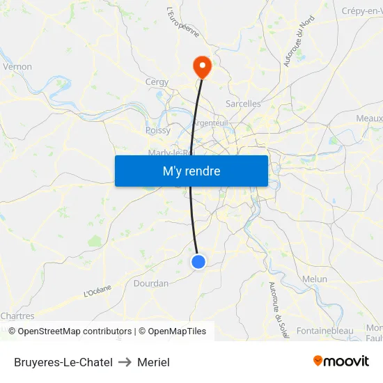 Bruyeres-Le-Chatel to Meriel map
