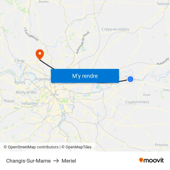 Changis-Sur-Marne to Meriel map