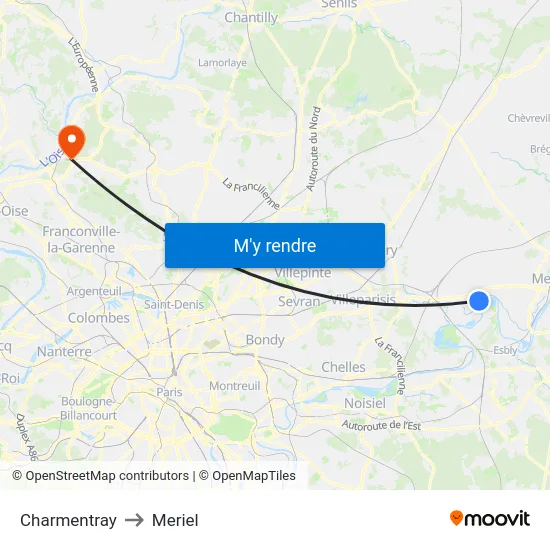 Charmentray to Meriel map