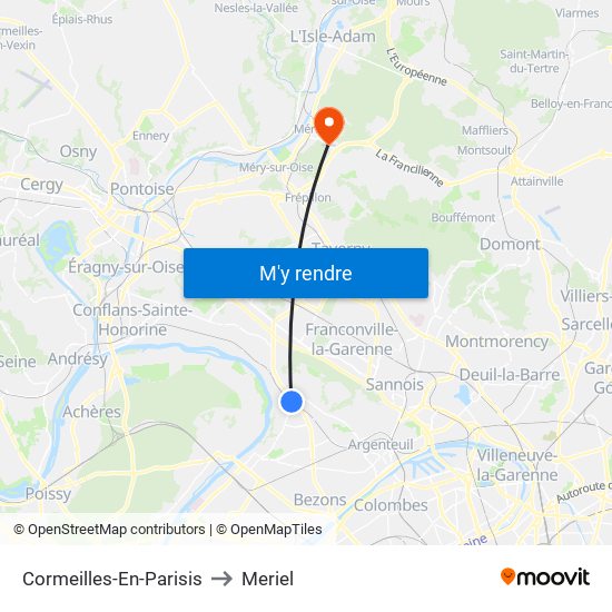 Cormeilles-En-Parisis to Meriel map