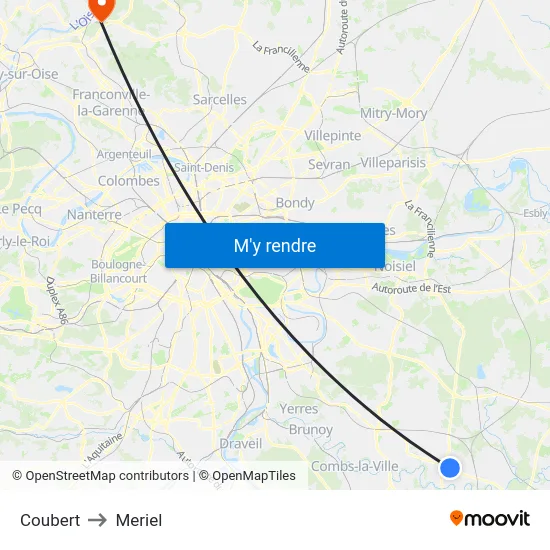 Coubert to Meriel map