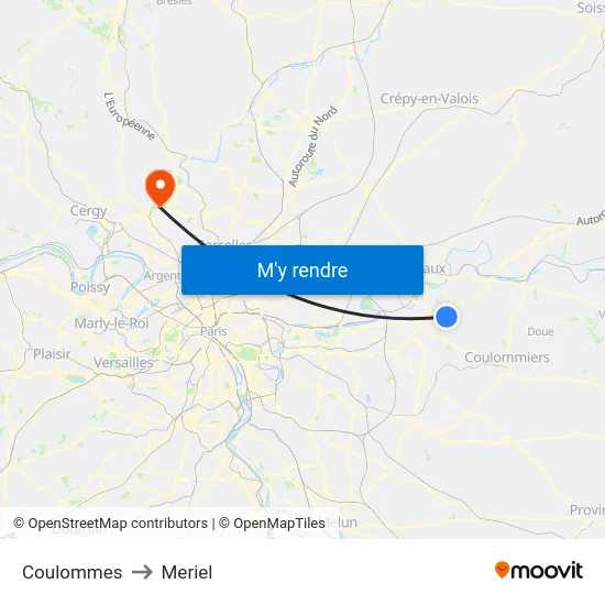 Coulommes to Meriel map