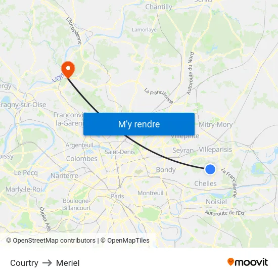 Courtry to Meriel map