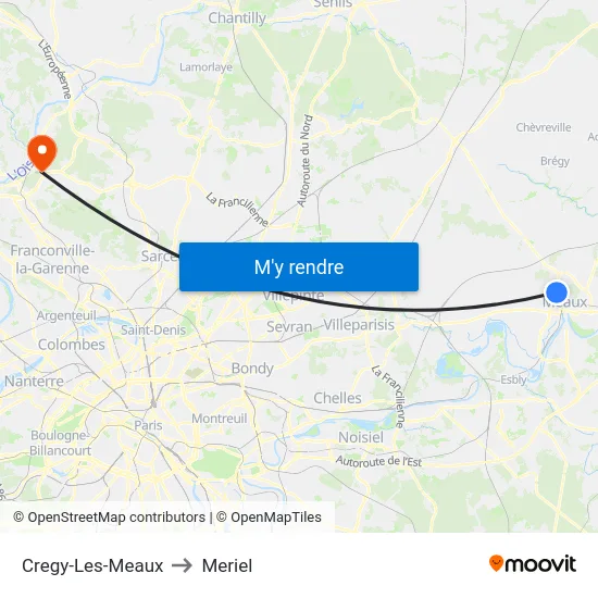 Cregy-Les-Meaux to Meriel map