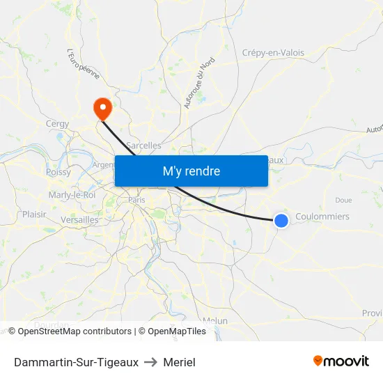Dammartin-Sur-Tigeaux to Meriel map