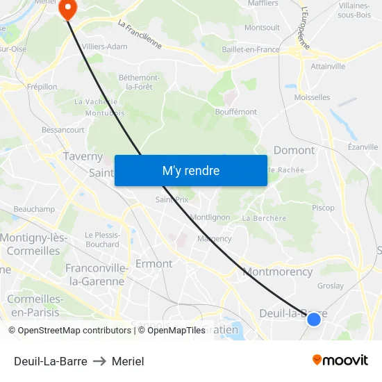 Deuil-La-Barre to Meriel map