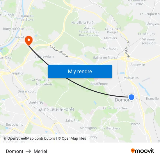 Domont to Meriel map