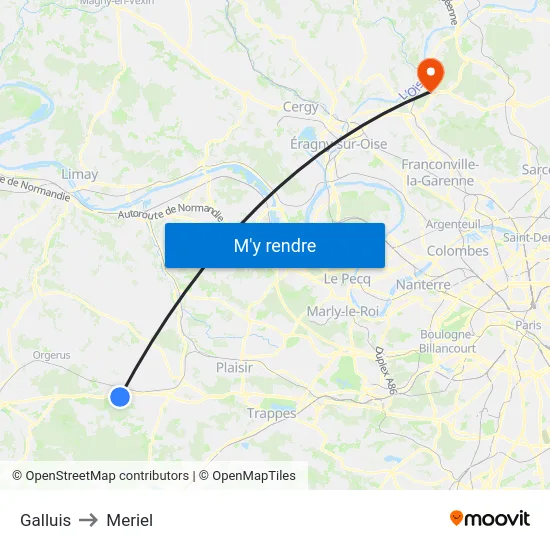 Galluis to Meriel map