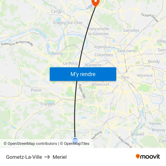 Gometz-La-Ville to Meriel map