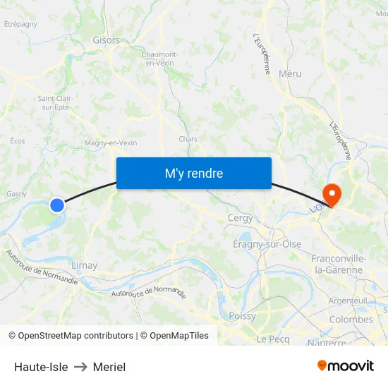 Haute-Isle to Meriel map