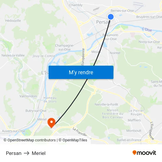 Persan to Meriel map