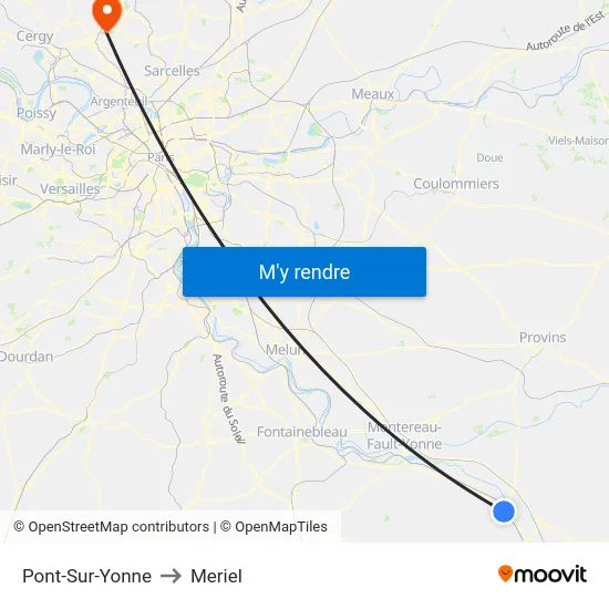 Pont-Sur-Yonne to Meriel map