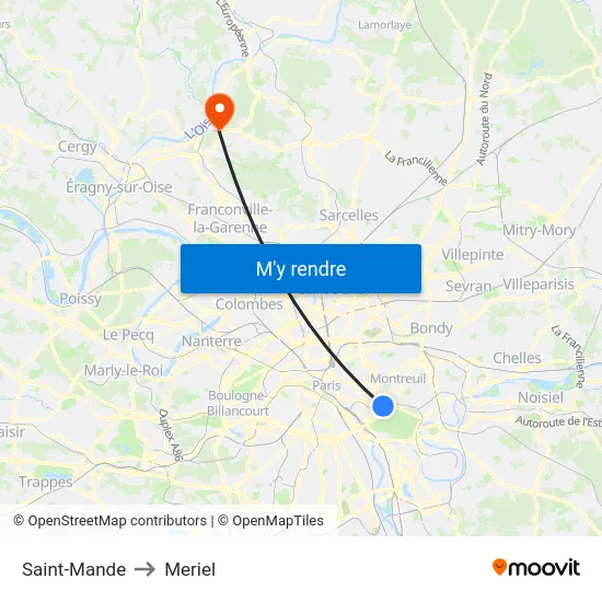 Saint-Mande to Meriel map