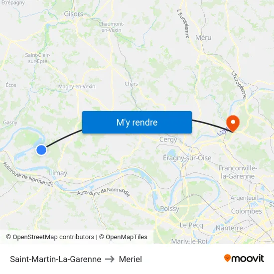 Saint-Martin-La-Garenne to Meriel map