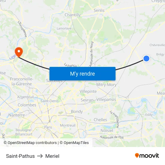 Saint-Pathus to Meriel map