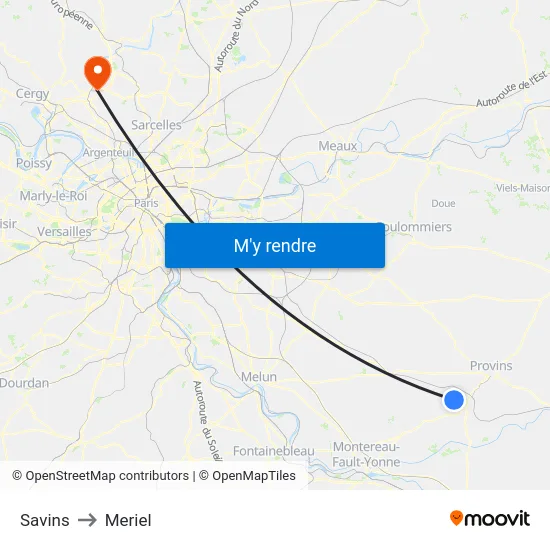 Savins to Meriel map