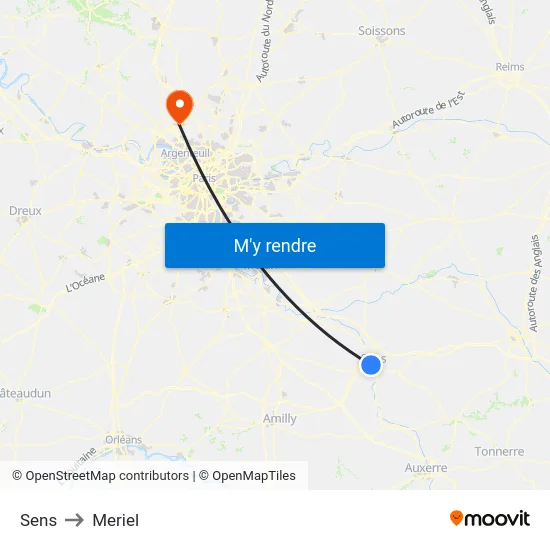 Sens to Meriel map