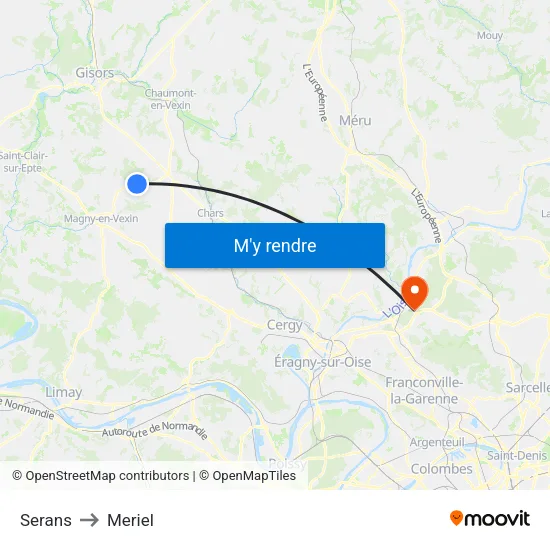 Serans to Meriel map