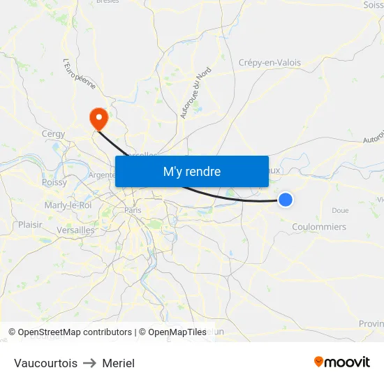 Vaucourtois to Meriel map