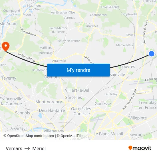 Vemars to Meriel map