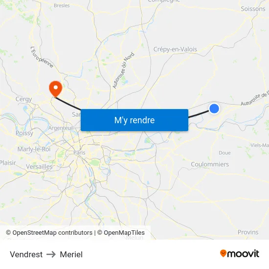 Vendrest to Meriel map