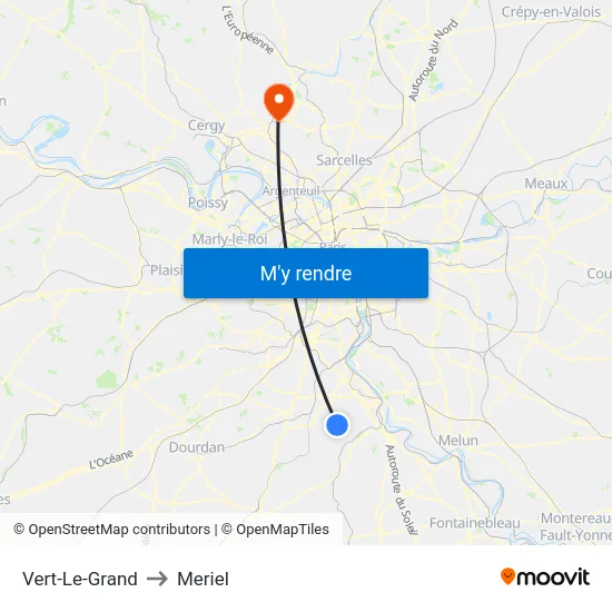 Vert-Le-Grand to Meriel map