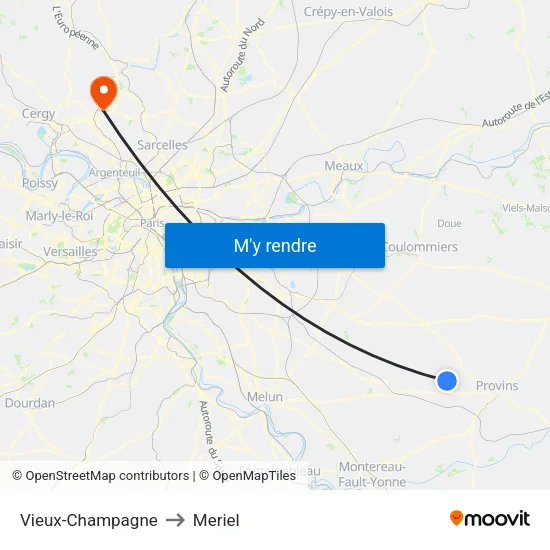 Vieux-Champagne to Meriel map