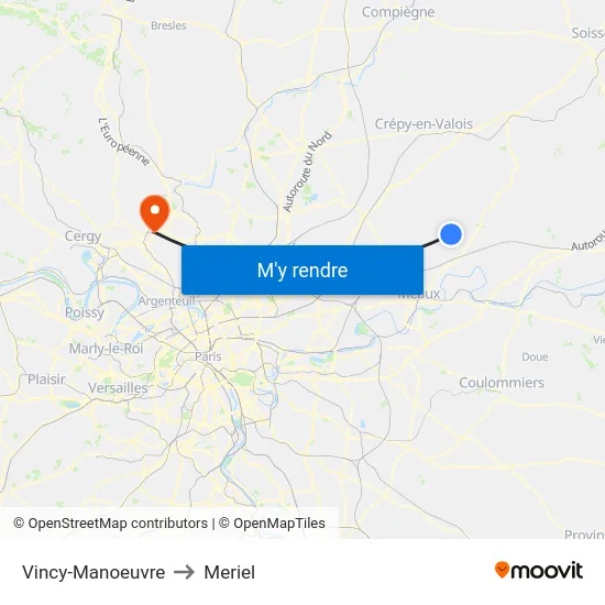 Vincy-Manoeuvre to Meriel map