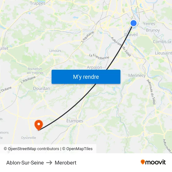 Ablon-Sur-Seine to Merobert map