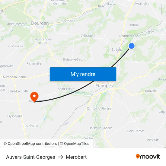 Auvers-Saint-Georges to Merobert map